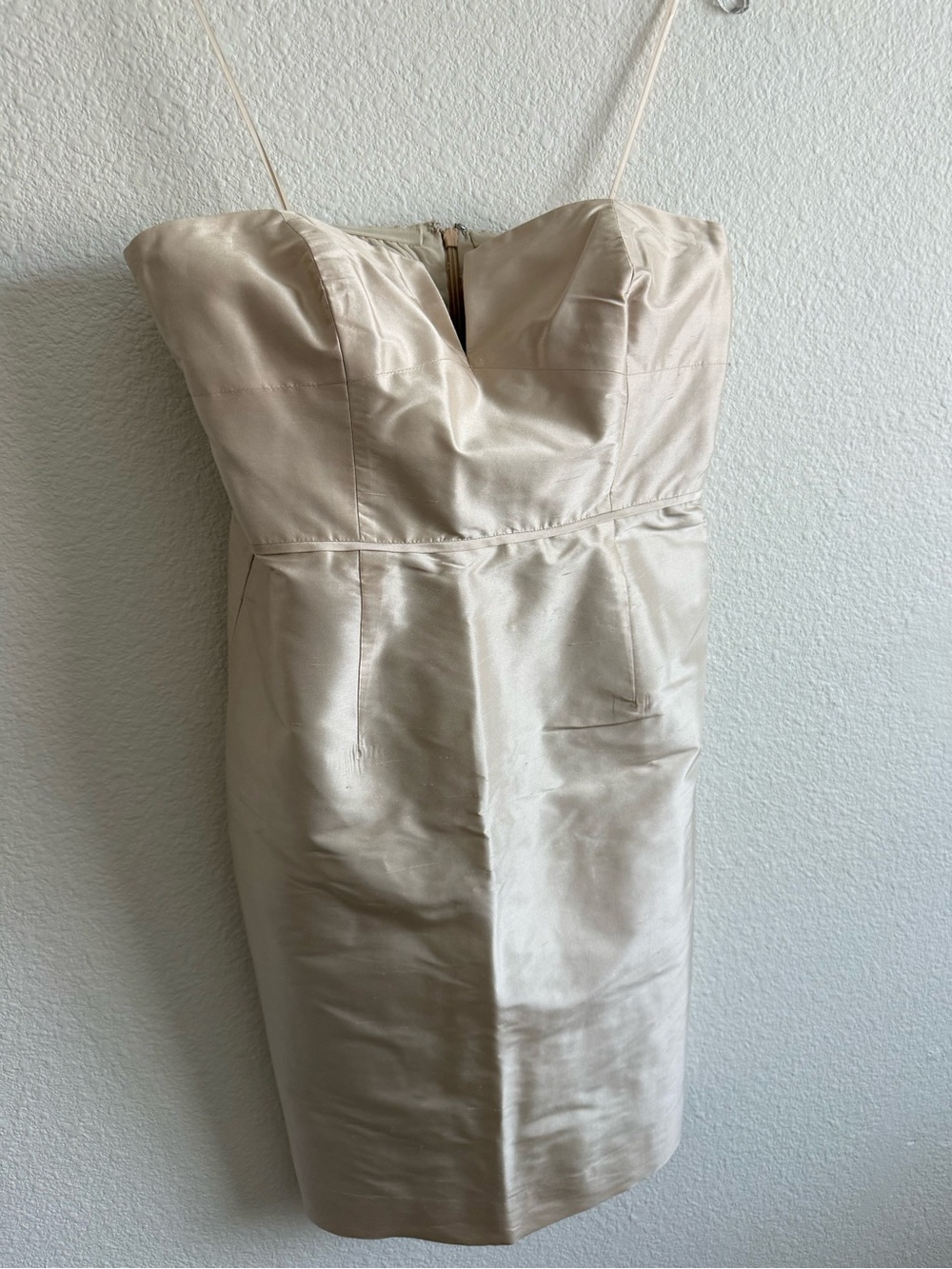 J. Crew Strapless Satin Mini Dress in Ivory